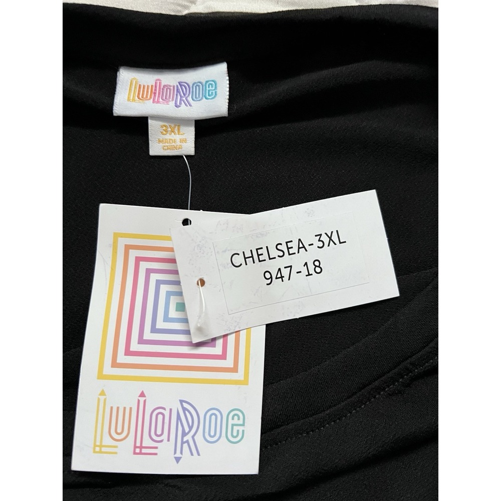 LulaRoe Solid Black Size 3X Pullover T-shirt Dress Short Sleeve Chelsea Style - Picture 8 of 11